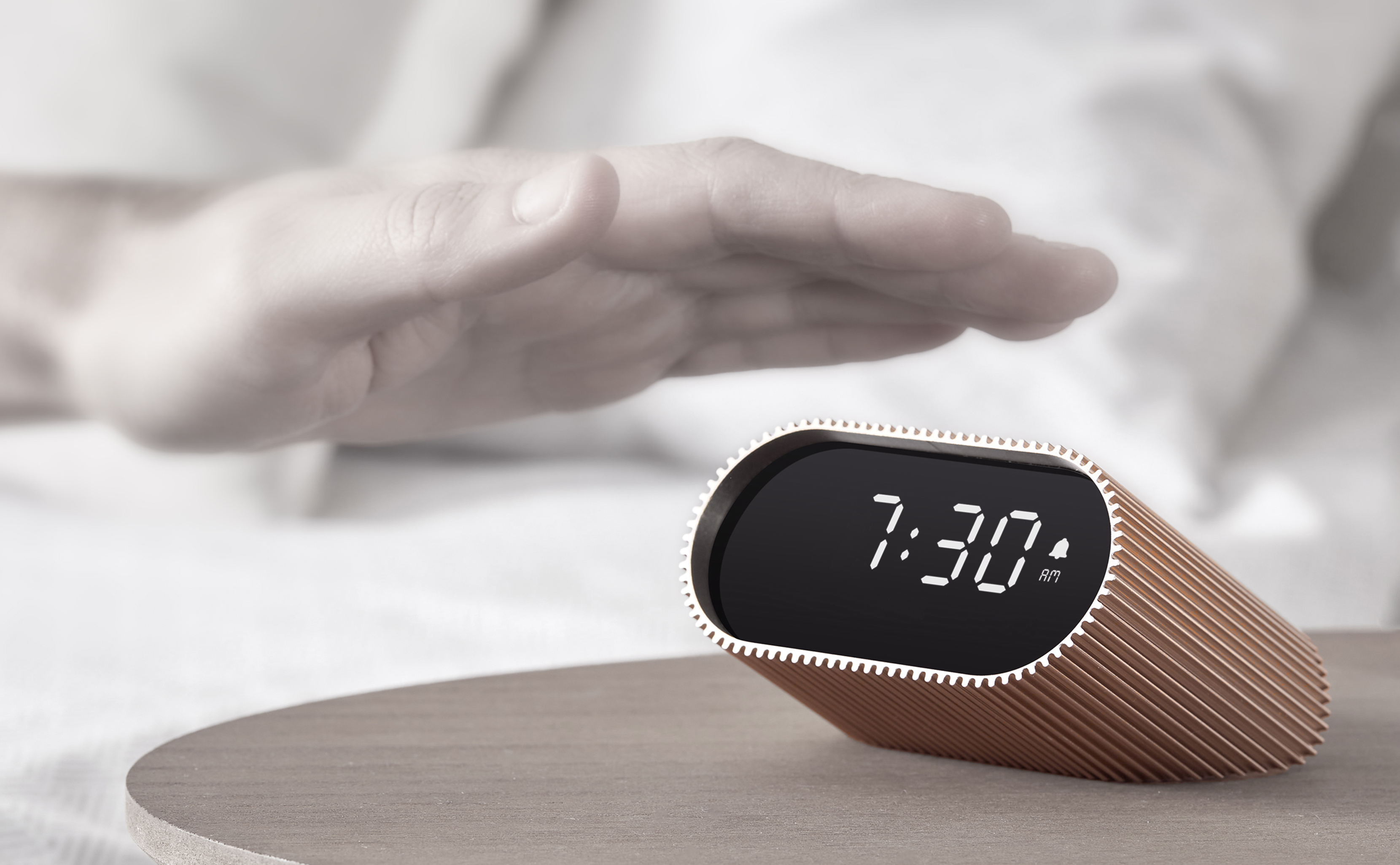 lexon ”ray” alarm clock, design by neil poulton 2024.